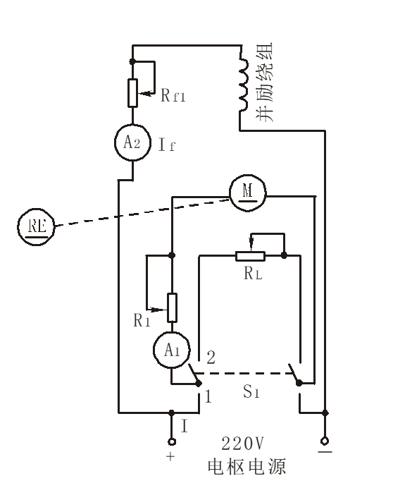 并勵電動機(jī)能耗制動接線圖